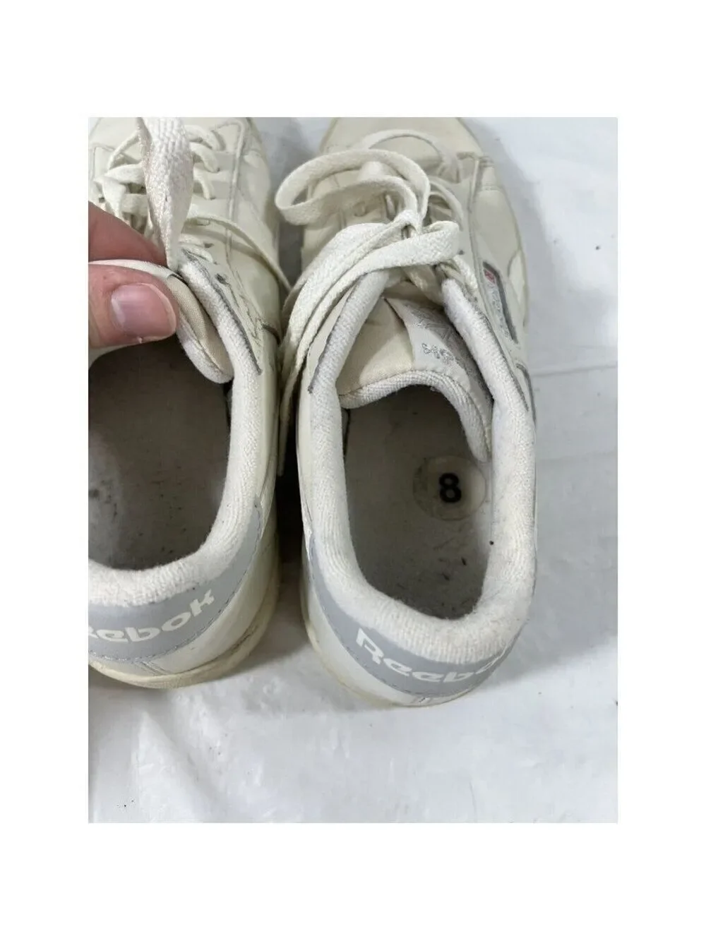reebok npc low top leather sneaker in chalk size 8 womens